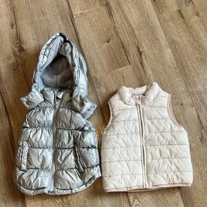Old Navy Kids Puffer Vests - Silver and Cream